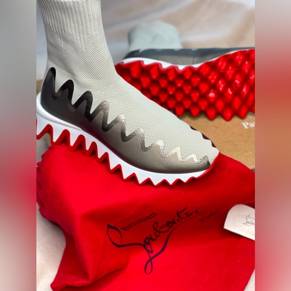 NEW. Unworn. Christian Louboutin Sharky Sock mesh trainers - Picture 4 of 4